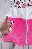Leopard & white & pink fleece sleeveless girls vest XCH02030