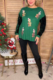 Christmas sequin patch green sequin long sleeve women shirts XCH16634