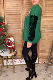 Christmas sequin patch green sequin long sleeve women shirts XCH16634