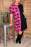 Western half pink plaid & horse riding & black women dress XCH14543 IS10/Afloor
