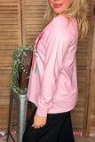 Christmas "MERRY BRIGHT" pink long sleeve women shirts XCH16544