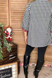 Black plaid red embroidery Christmas baby doll women top XCH16566
