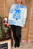 Christmas tree printed white long sleeve women shirts XCH16710