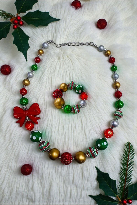 Christmas bubble beads necklace & bracelet sets