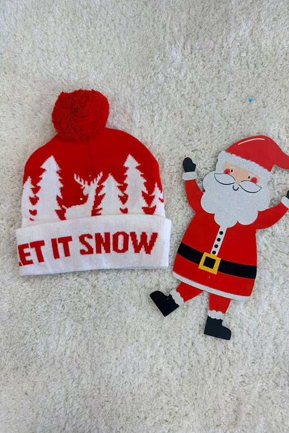 Christmas LET IT SNOW one size unisex toddler kids hat w/lights