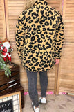 Plus size coat leopard sherpa long sleeve women jackets w/full zipper BQ15489