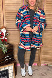 Plus size aztec  long sleeve sherpa women coat w/pockets DLH14505 IS23