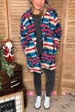 Plus size aztec  long sleeve sherpa women coat w/pockets DLH14505 IS23