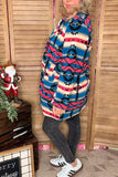 Plus size aztec  long sleeve sherpa women coat w/pockets DLH14505 IS23