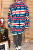 Plus size aztec  long sleeve sherpa women coat w/pockets DLH14505 IS23