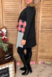 Black & checkered & striped color block irregular long sleeve women caridgan GJQ8722 (AS15)