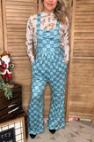 Blue checkered one piece casual women jumpsuit XCH16744