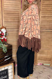 Snake printed poncho with brown fringe/tassel XCH13890 (BS10)/AS12