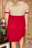 Western burgundy leopard printed dress w/pockets GJQ11900