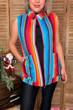 Serape/Fuchsia reversible zipper women vest w/pockets (Tag is removable) DL8362-1