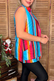 Serape/Fuchsia reversible zipper women vest w/pockets (Tag is removable) DL8362-1