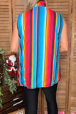 Serape/Fuchsia reversible zipper women vest w/pockets (Tag is removable) DL8362-1