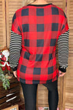 Christmas checked w/striped long sleeve women top BQ15415 DS5