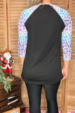 "WE STICK TOGETHER" cactus & leopard printed 3/4 women top DLH10132 CS2
