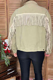 Western studded bling fringe denim long sleeve women jacket/coat  DLH13754 (BW)