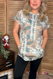 Aztec printed short sleeve hoodie for women w/front pockets GJQ9886  (DS7)