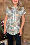 Aztec printed short sleeve hoodie for women w/front pockets GJQ9886  (DS7)