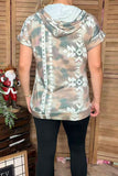 Aztec printed short sleeve hoodie for women w/front pockets GJQ9886  (DS7)