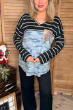 Wholesale camo/striped printed long sleeve women top YMY9868 (ES11)