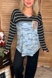 Wholesale camo/striped printed long sleeve women top YMY9868 (ES11)