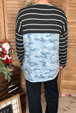 Wholesale camo/striped printed long sleeve women top YMY9868 (ES11)