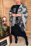 Knittted leopard grey & black color block women cardigan LW11398