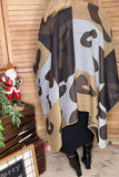 Leopard grey & brown color block shawl LW11395