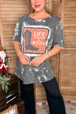 Plus size LIFE IS BETTER IN BOOTS Grey women t-shirt DLH12283 (ES3)