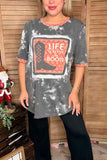 Plus size LIFE IS BETTER IN BOOTS Grey women t-shirt DLH12283 (ES3)