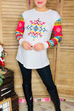 White & Aztec printed long sleeve top for women XCH11933 (FS5)