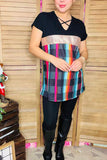Black & Sequin & Paid color block short sleeve women top FW10214 (FS7)