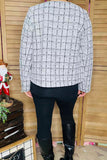 Plus Size sequin knitted tweed long sleeve lady jacket XCH16526