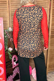 Western Aztec leopard printed rust color long sleeve top XCH14285 (GS2)