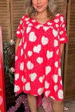 Valentine's Heart & red leopard printed short sleeve women dress XCH14685