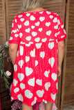 Valentine's Heart & red leopard printed short sleeve women dress XCH14685