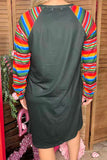 Valentine's heart printed raglan long sleeve women dress w/side pockets DLH12143