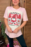 "HAPPY Valentine's Day" pink short sleeve women top DLH14548