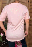 "HAPPY Valentine's Day" pink short sleeve women top DLH14548