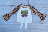 DLH2733 STUCK on you leopard prints cactus & hearts raglan girls top (A7S7)