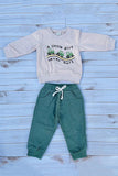 A little dirt never hurt embroidery long sleeve top & green pant 2pc baby set 250940M