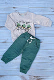 A little dirt never hurt embroidery long sleeve top & green pant 2pc baby set 250940M