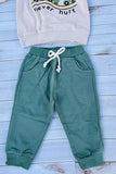 A little dirt never hurt embroidery long sleeve top & green pant 2pc baby set 250940M