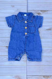 One piece soft denim infant baby romper w/short sleeves 250937M