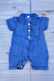 One piece soft denim infant baby romper w/short sleeves 250937M