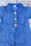 One piece soft denim infant baby romper w/short sleeves 250937M